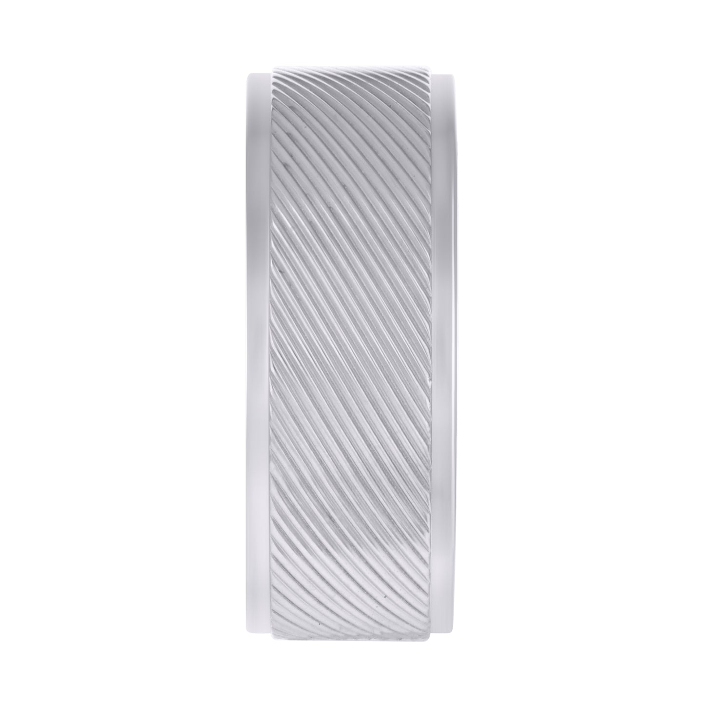 Stainless Steel Mens Laser Cut Diagonal Lines Step Edges Sizes 7 - 14 Comfort-Fit Fashion Bridal Anniversary Wedding Engagement Band Ring