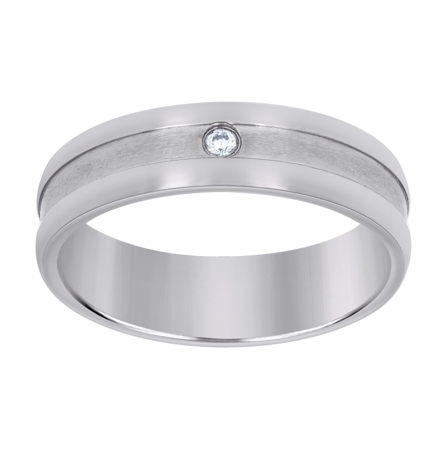 Stainless Steel Mens Two-Tone Brushed Center Dome Sizes 7 - 14 Comfort-Fit Fashion Bridal Anniversary Wedding Engagement Band Ring