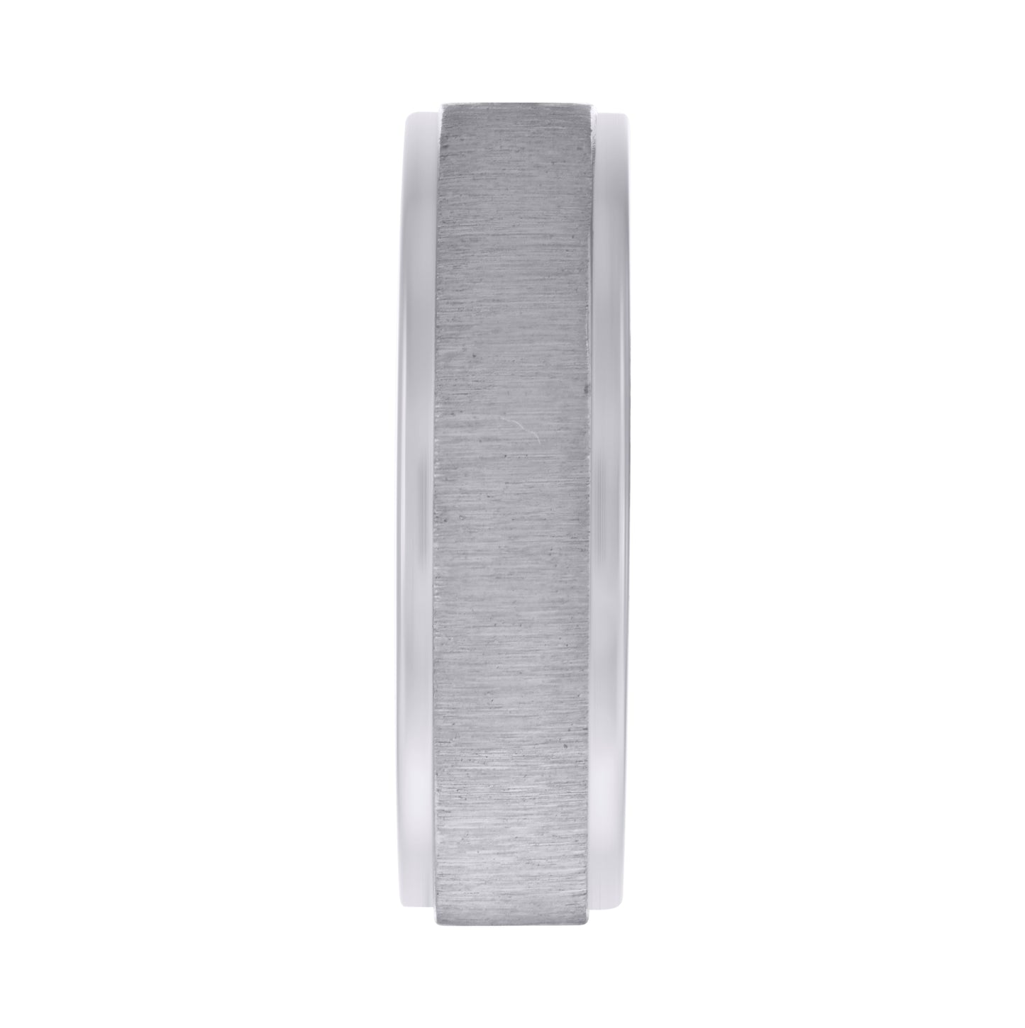 Stainless Steel Mens Cubic Zirconia Center Brushed Step Edges Comfort-Fit Bridal Anniversary Wedding Engagement Band Ring