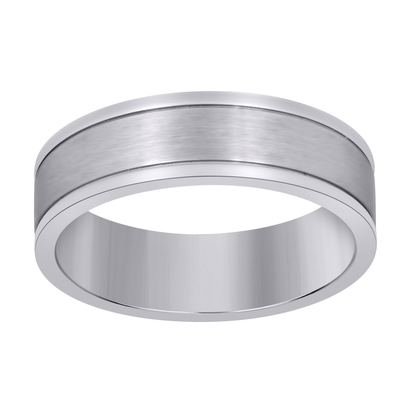Stainless Steel Men's Center Brushed Step Edges Sizes 7 - 14 Comfort-Fit Fashion Bridal Anniversary Wedding Engagement Band Ring