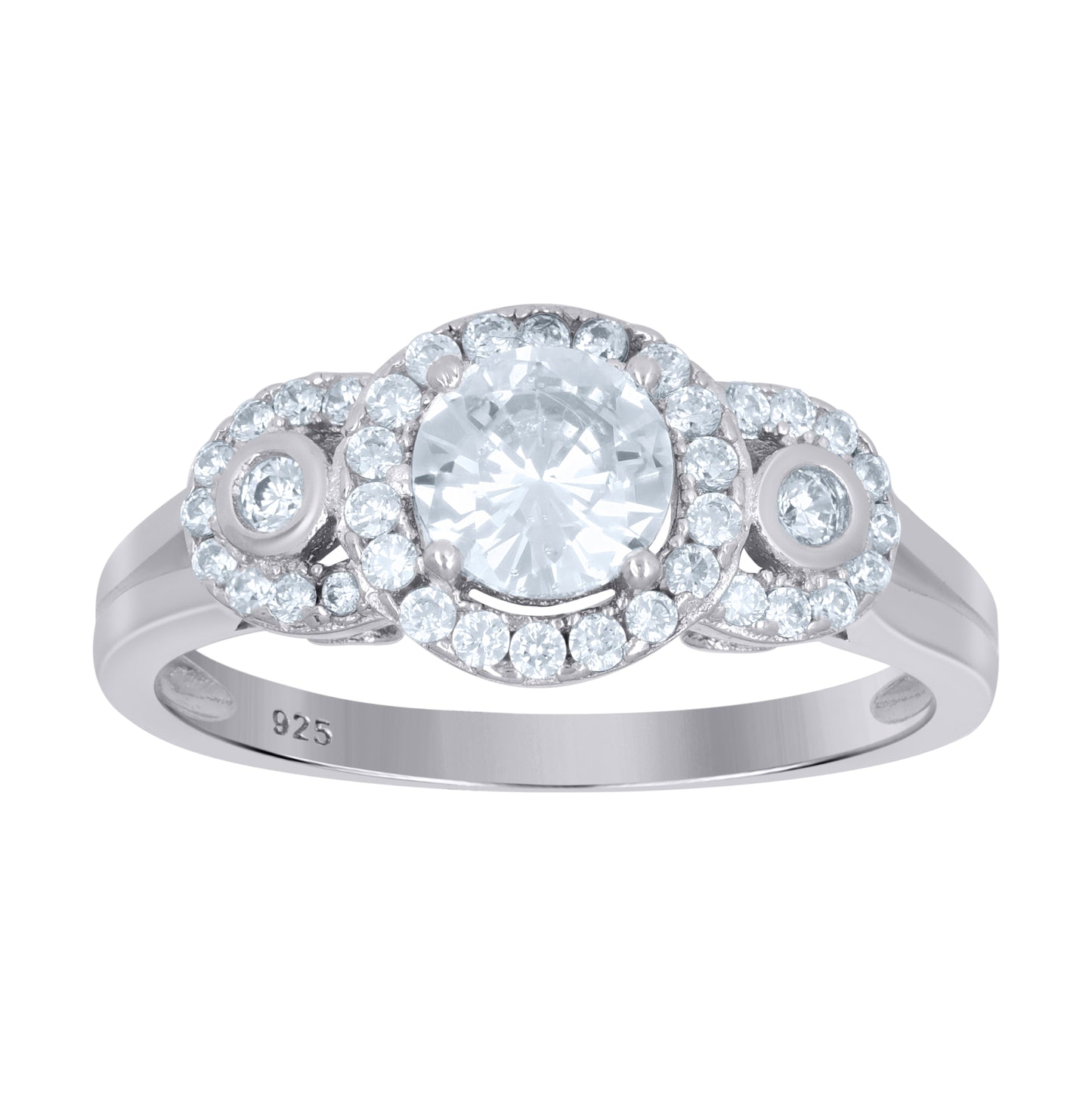 Sterling Silver Women's Cubic-Zirconia Fashion Bridal Anniversary Wedding Engagement Band Ring