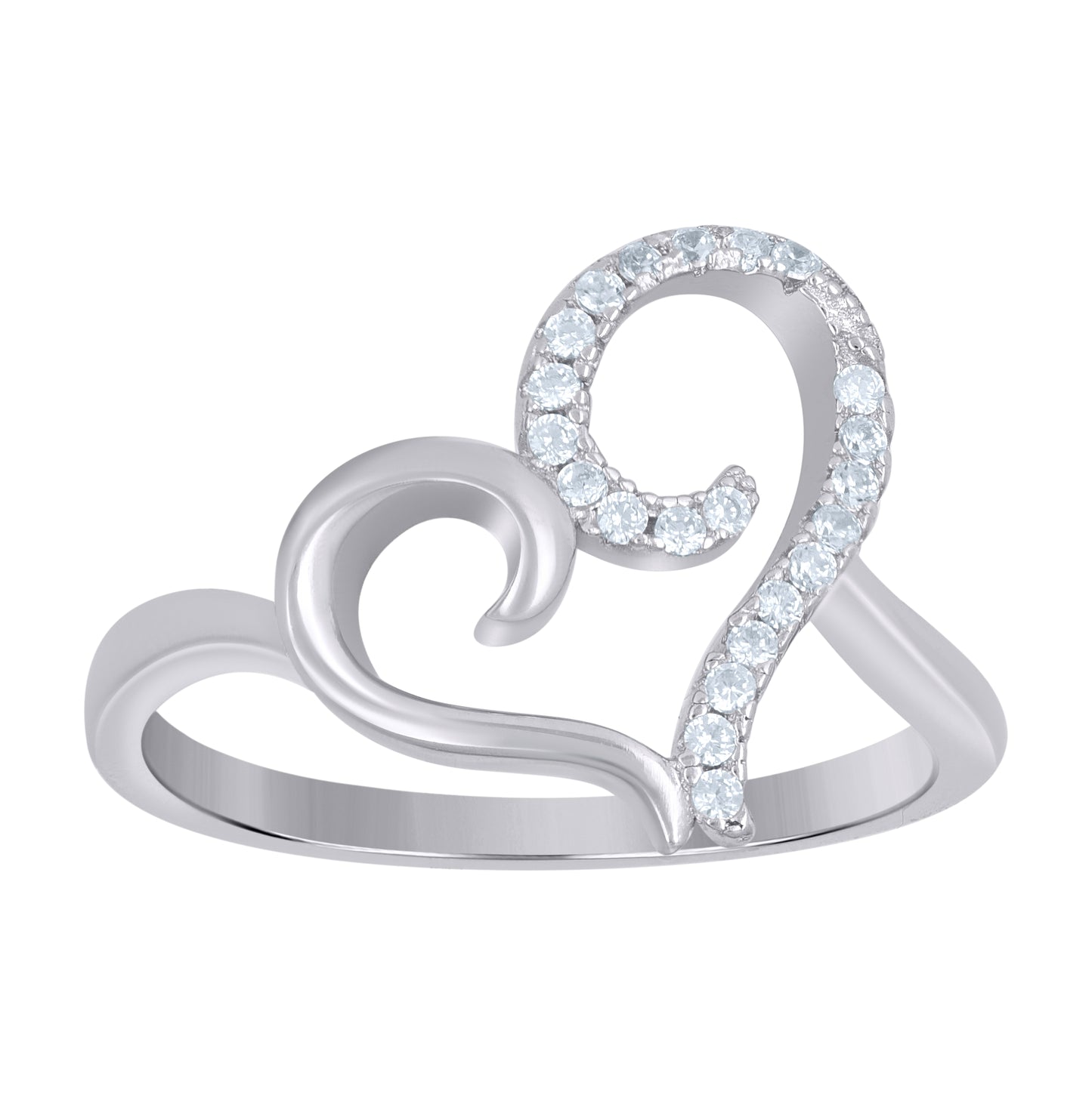 Sterling Silver Womens Cubic-Zirconia Heart Love Bridal Anniversary Wedding Engagement Band Ring Size 6 To 10