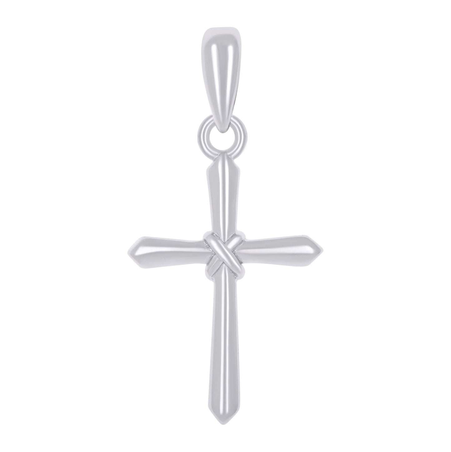 Sterling Silver Womens Cubic-Zirconia Cross Religious Charm Pendant