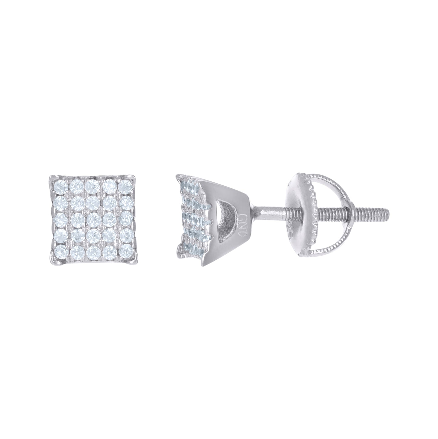 Sterling Silver Womens Cubic Zirconia Square Stud Earrings