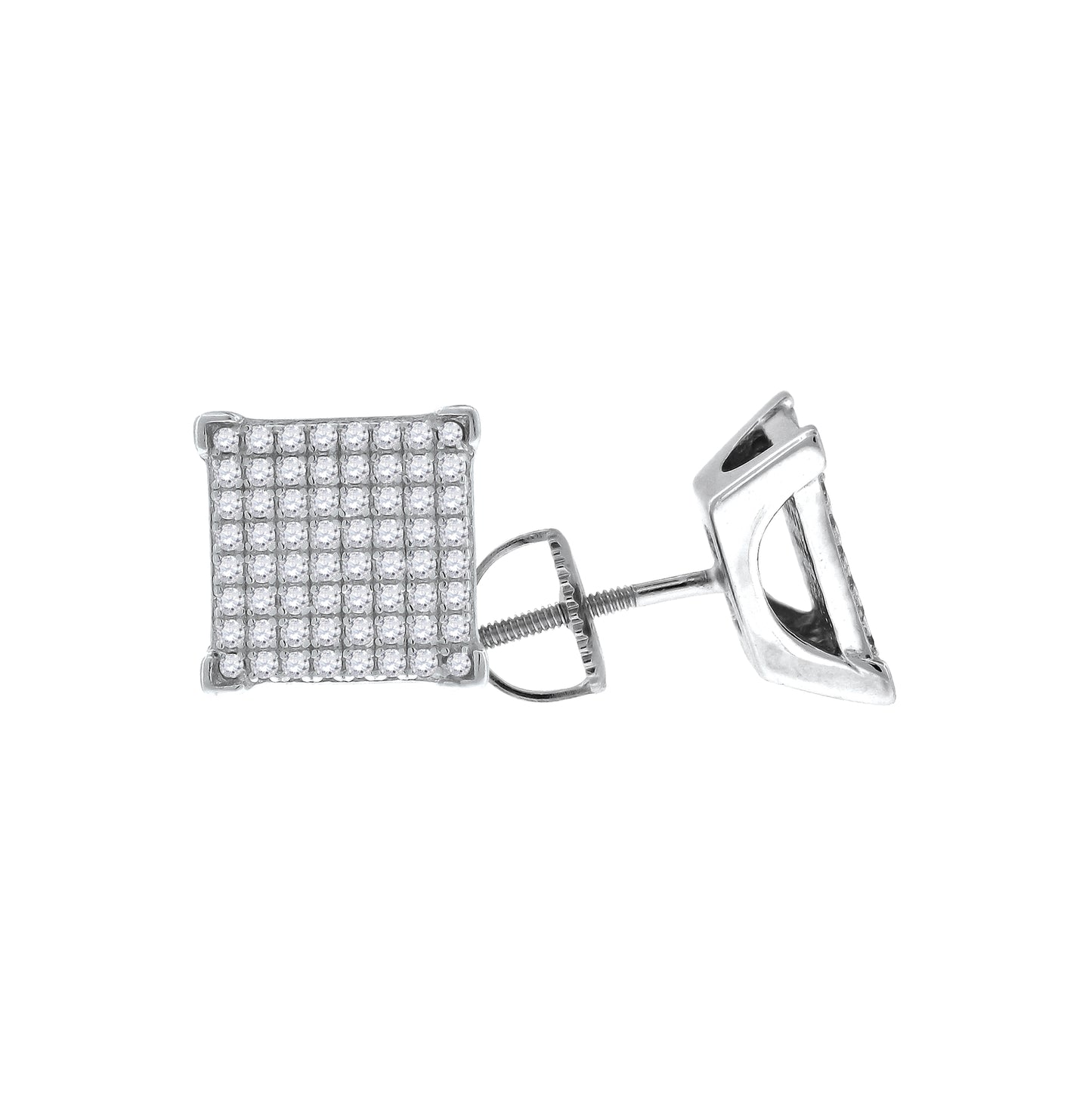 Sterling Silver Womens Cubic Zirconia Square Stud Earrings