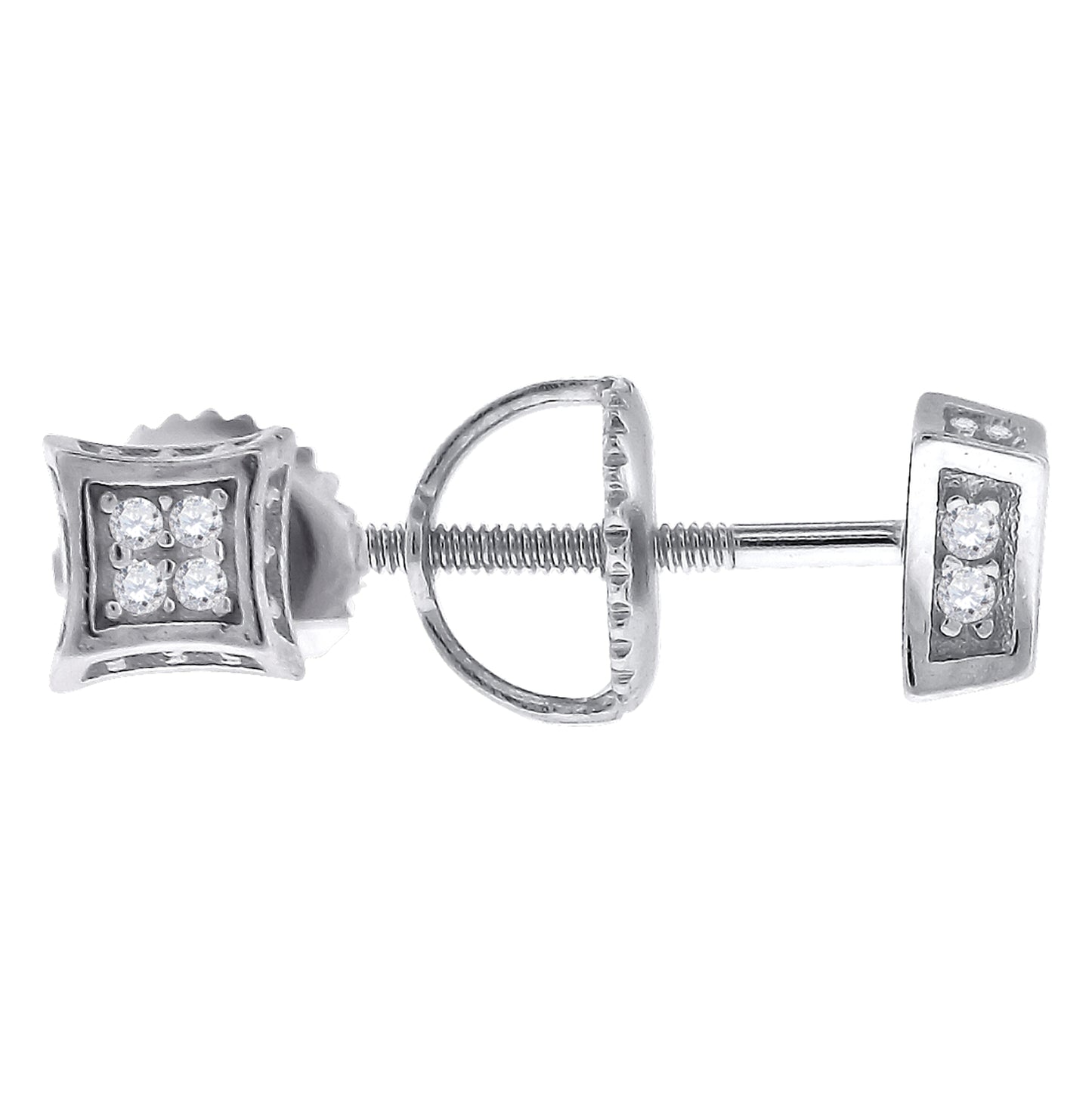 Sterling Silver Unisex Cubic Zirconia Kite Stud Earrings