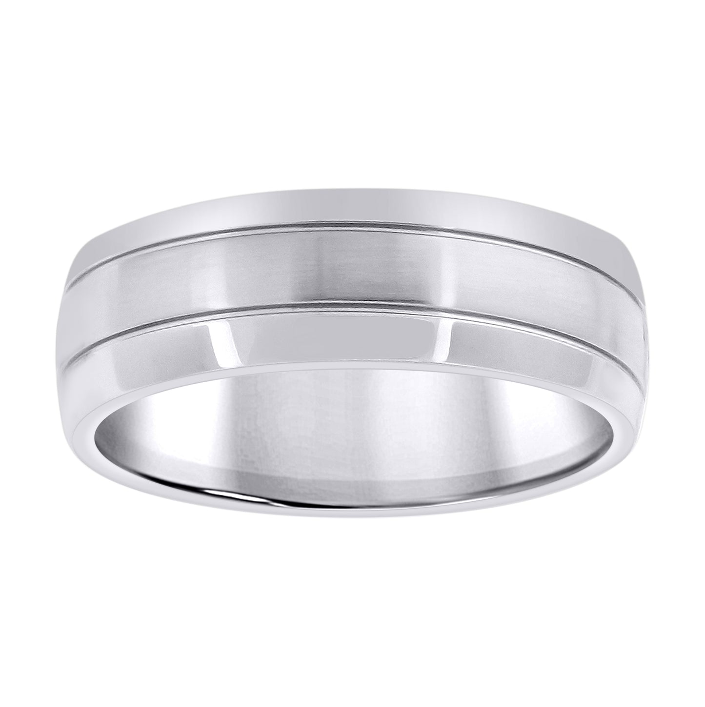 Stainless Steel Mens Center Brushed Double Grooved Sizes 7 - 14 Comfort-Fit Fashion Bridal Anniversary Wedding Engagement Band Ring