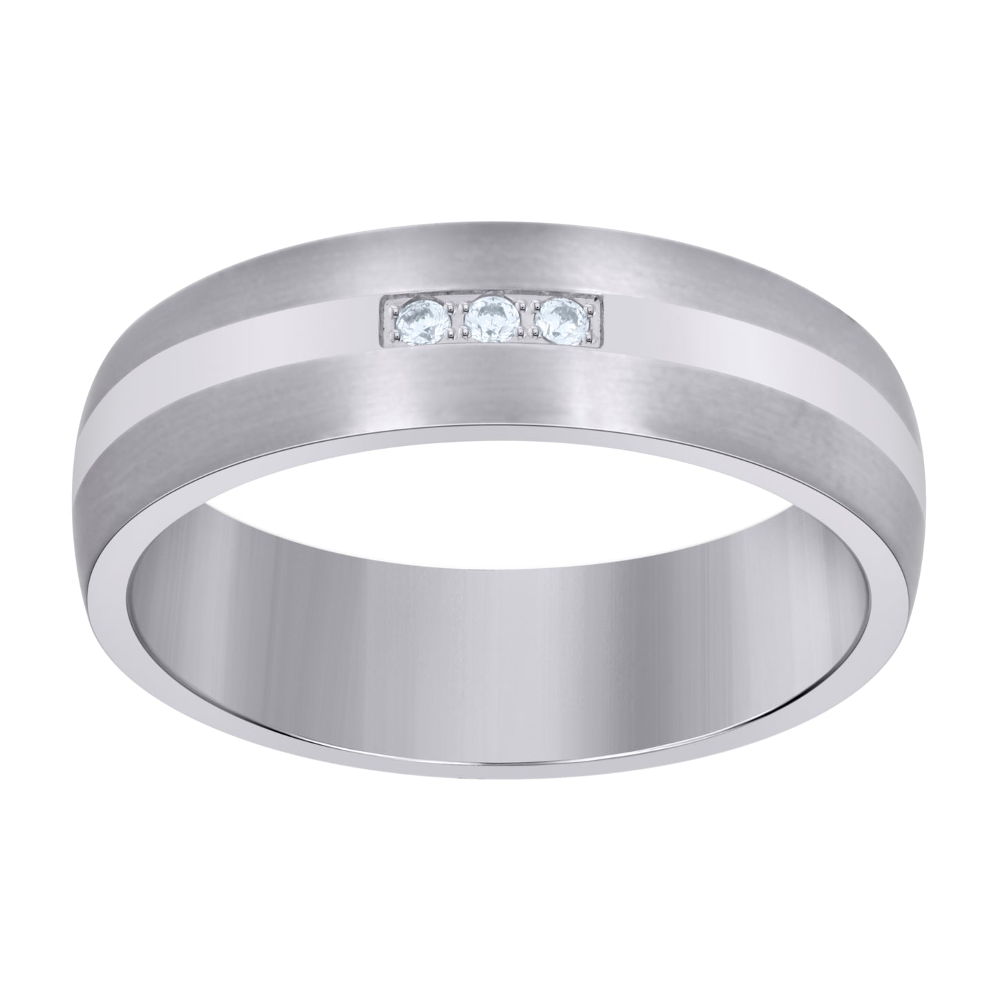 Stainless Steel Mens Cubic Zirconia Center Polished Sizes 7 - 14 Comfort-Fit Fashion Bridal Anniversary Wedding Engagement Band Ring