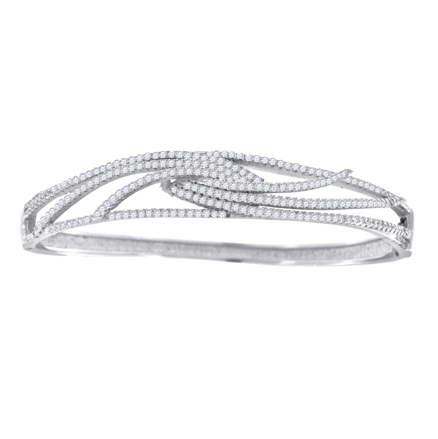 Sterling Silver Womens Micropave Cubic Zirconia Fashion Bangle