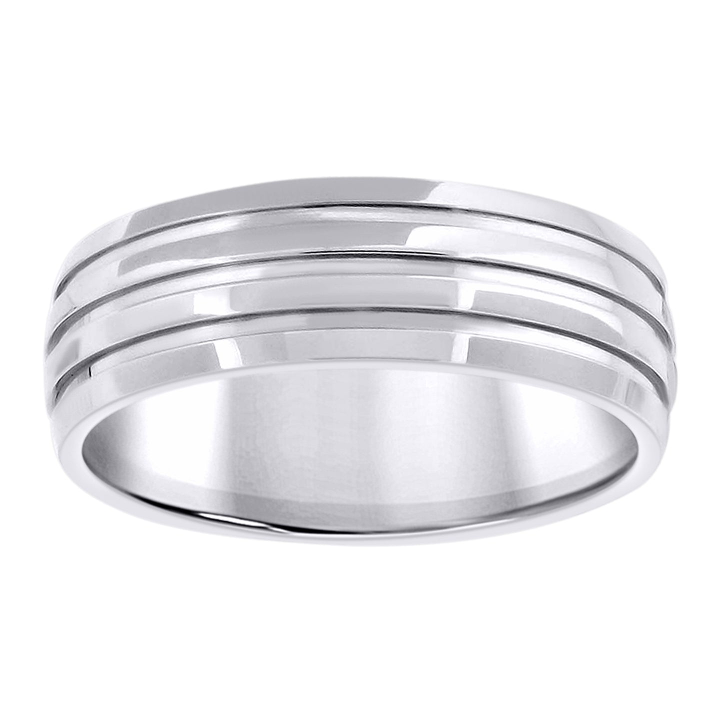 Stainless Steel Mens Triple Grooved Polished Sizes 7 - 14 Comfort-Fit Fashion Bridal Anniversary Wedding Engagement Band Ring