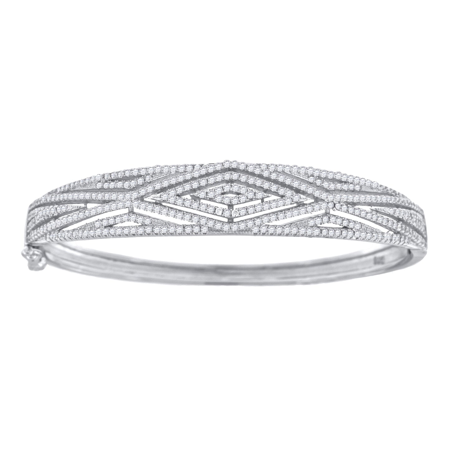 Sterling Silver Womens Micropave Cubic Zirconia Fashion Waves Bangle