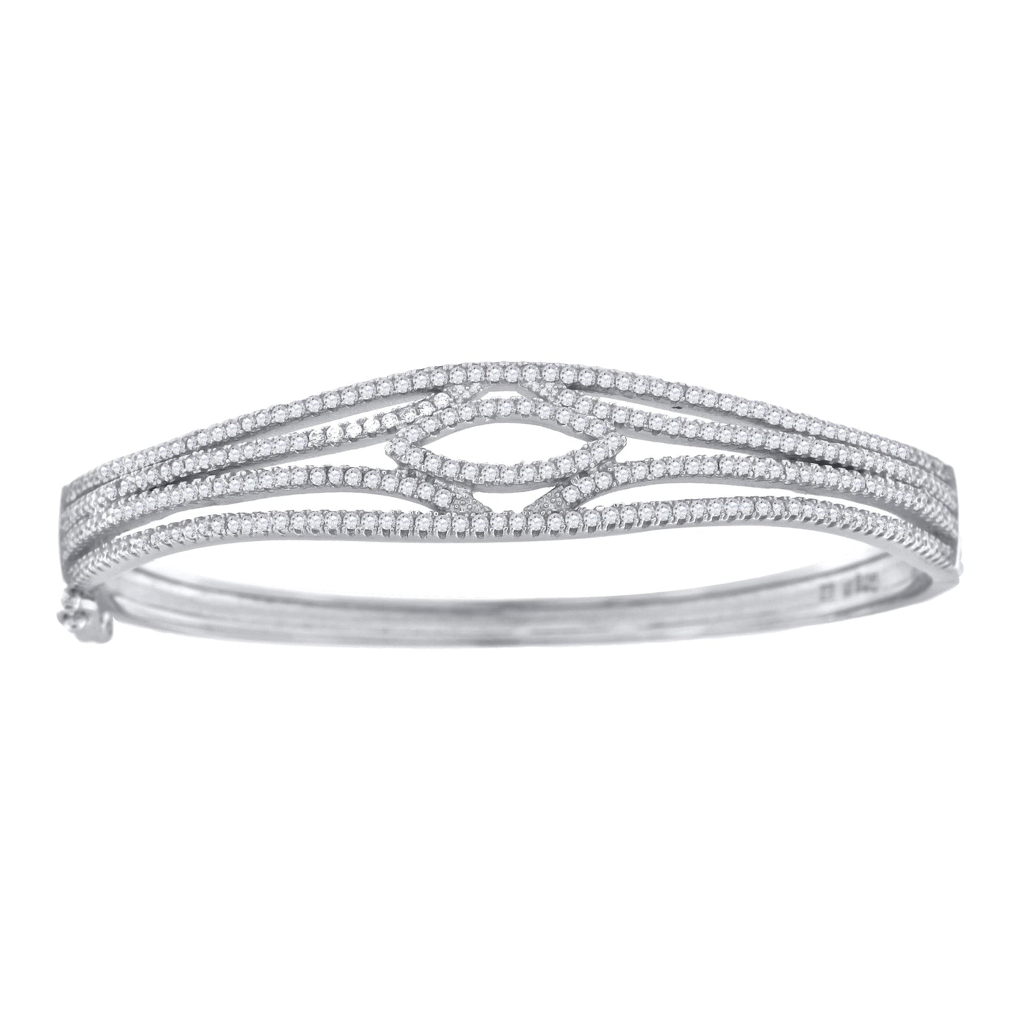 Sterling Silver Womens Micropave Cubic Zirconia Fashion Bangle