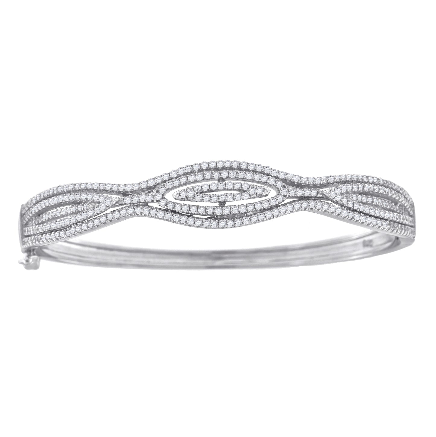 Sterling Silver Womens Micropave Cubic Zirconia Fashion Bangle