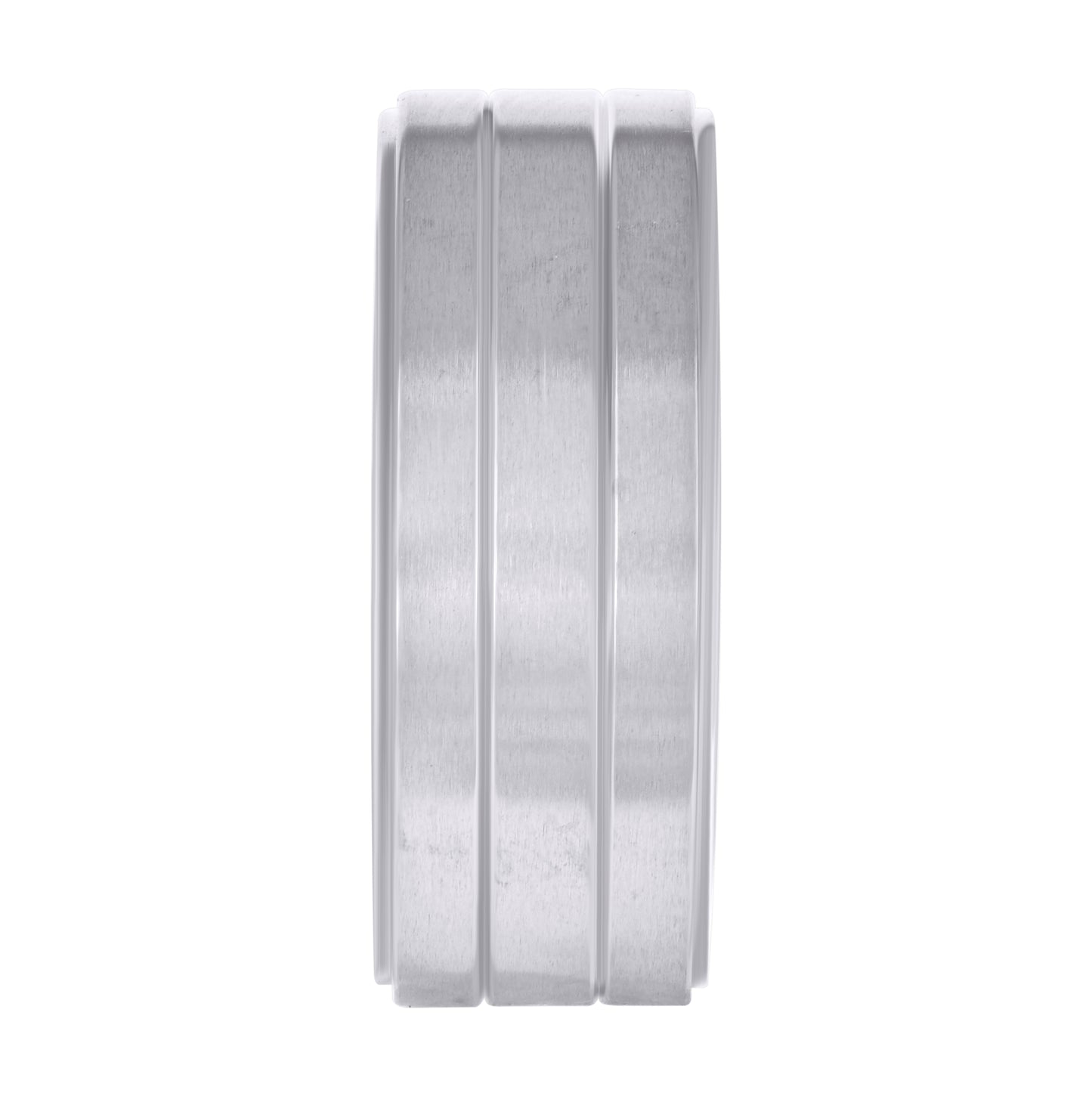Stainless Steel Mens Double Grooved Brushed Sizes 7 - 14 Comfort-Fit Fashion Bridal Anniversary Wedding Engagement Band Ring