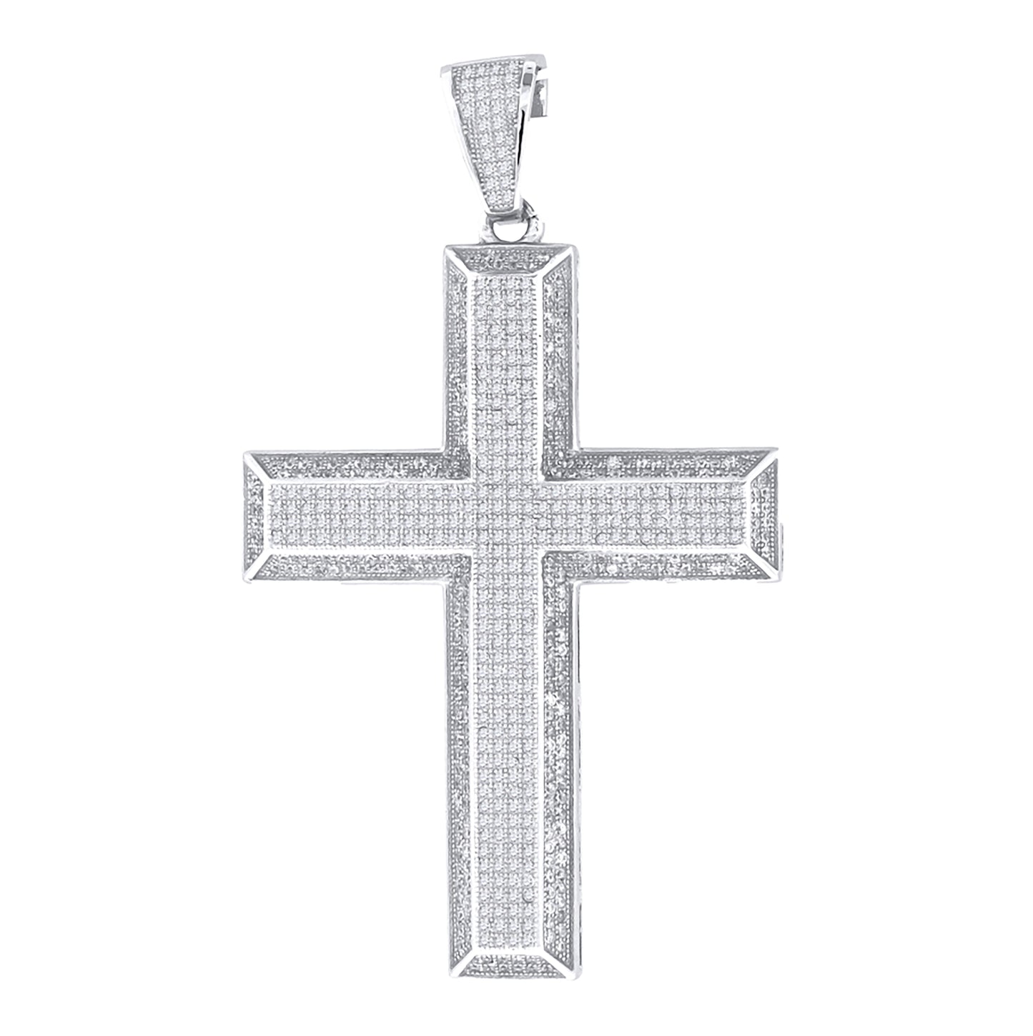 Sterling Silver Or Yellow-Tone Unisex Cubic Zirconia Cross Religious Charm Pendant