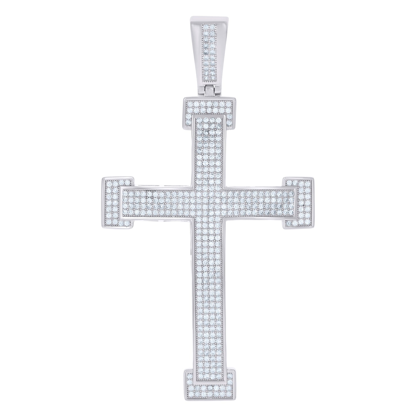 Sterling Silver Or Yellow-Tone Unisex Cubic Zirconia Cross Religious Charm Pendant
