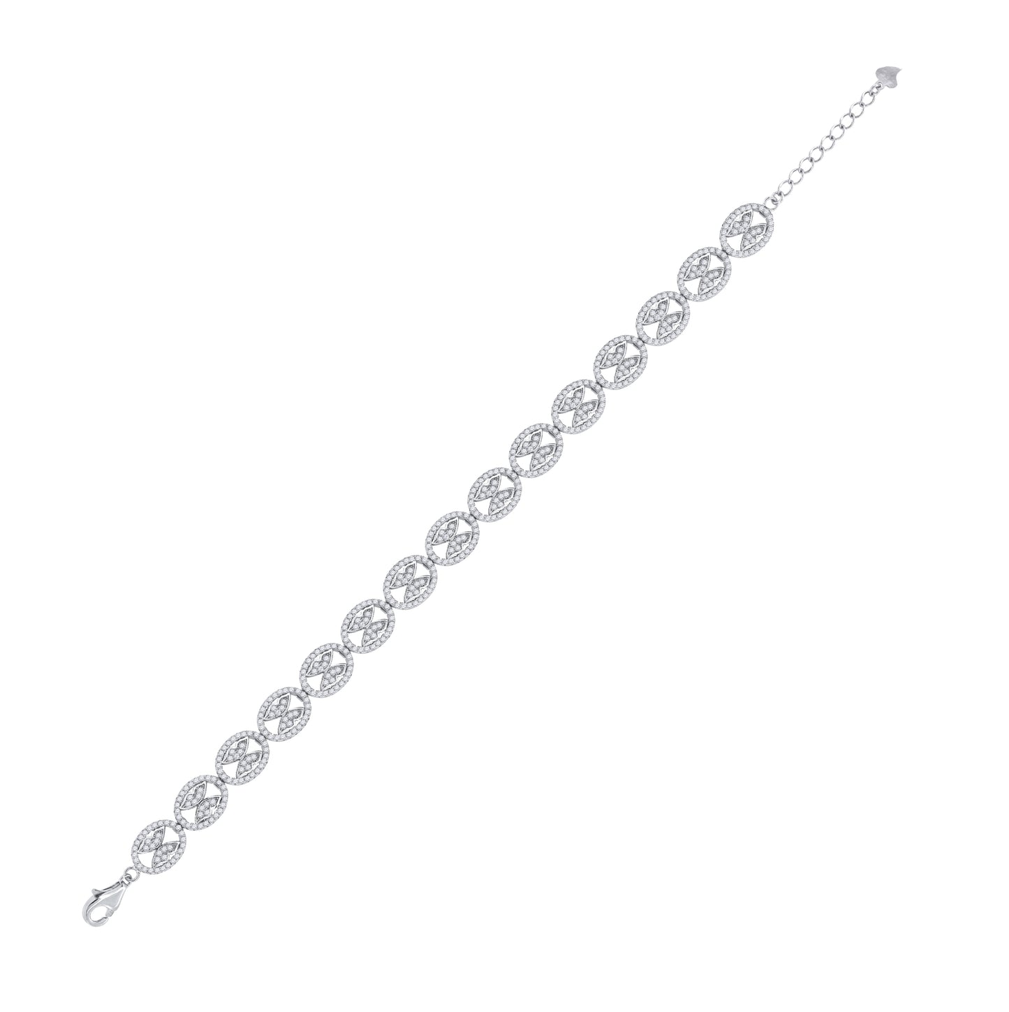 Sterling Silver Womens Cubic Zirconia Fancy Link Butterfly Adjustable Bracelet