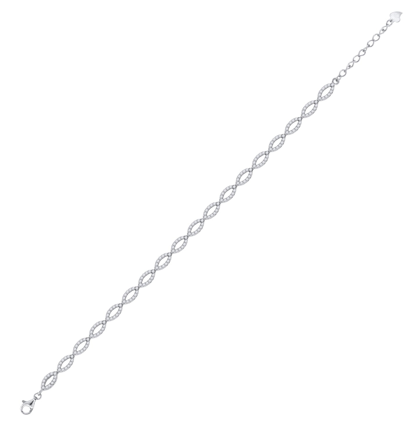 Sterling Silver Cubic Zirconia Womens Bracelet