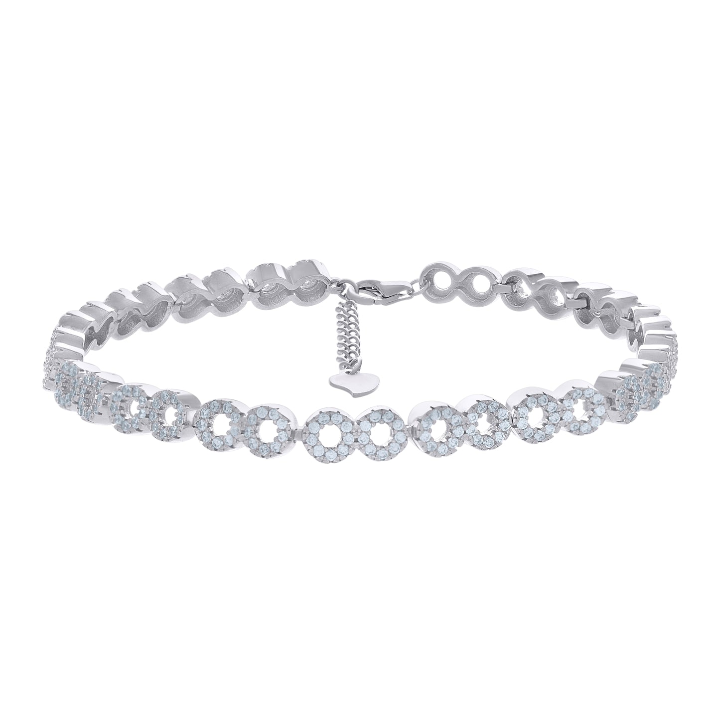 Sterling Silver Womens Cubic Zirconia Fancy Link Infinity Adjustable Bracelet