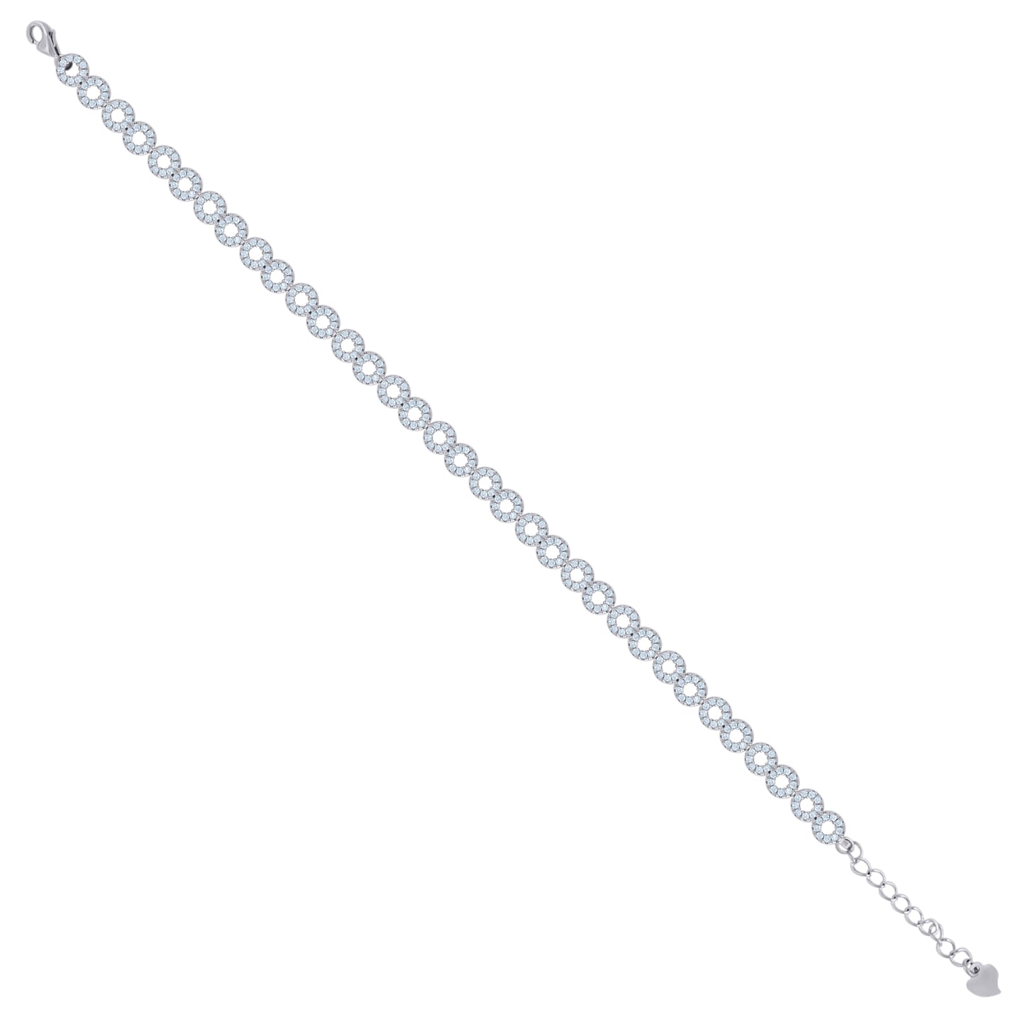 Sterling Silver Womens Cubic Zirconia Fancy Link Infinity Adjustable Bracelet