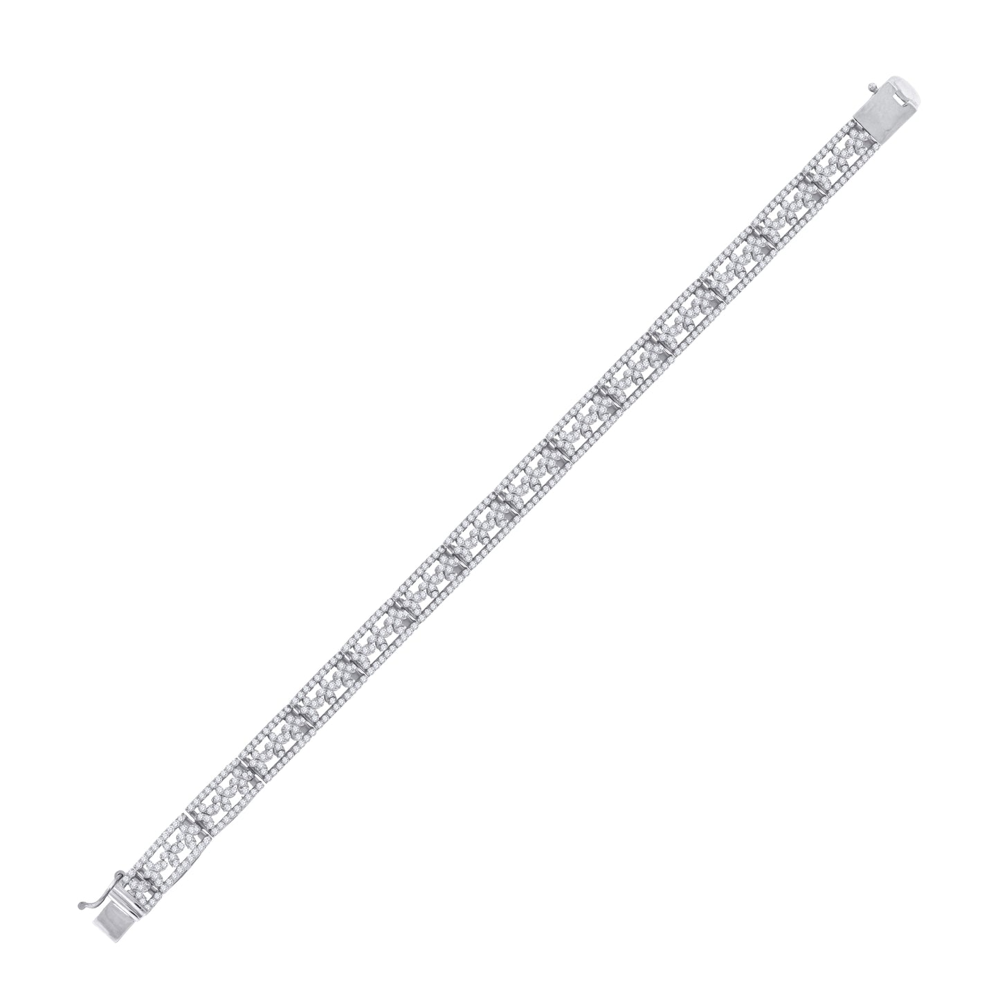 Sterling Silver Womens Micropave Cubic Zirconia Link Bracelet