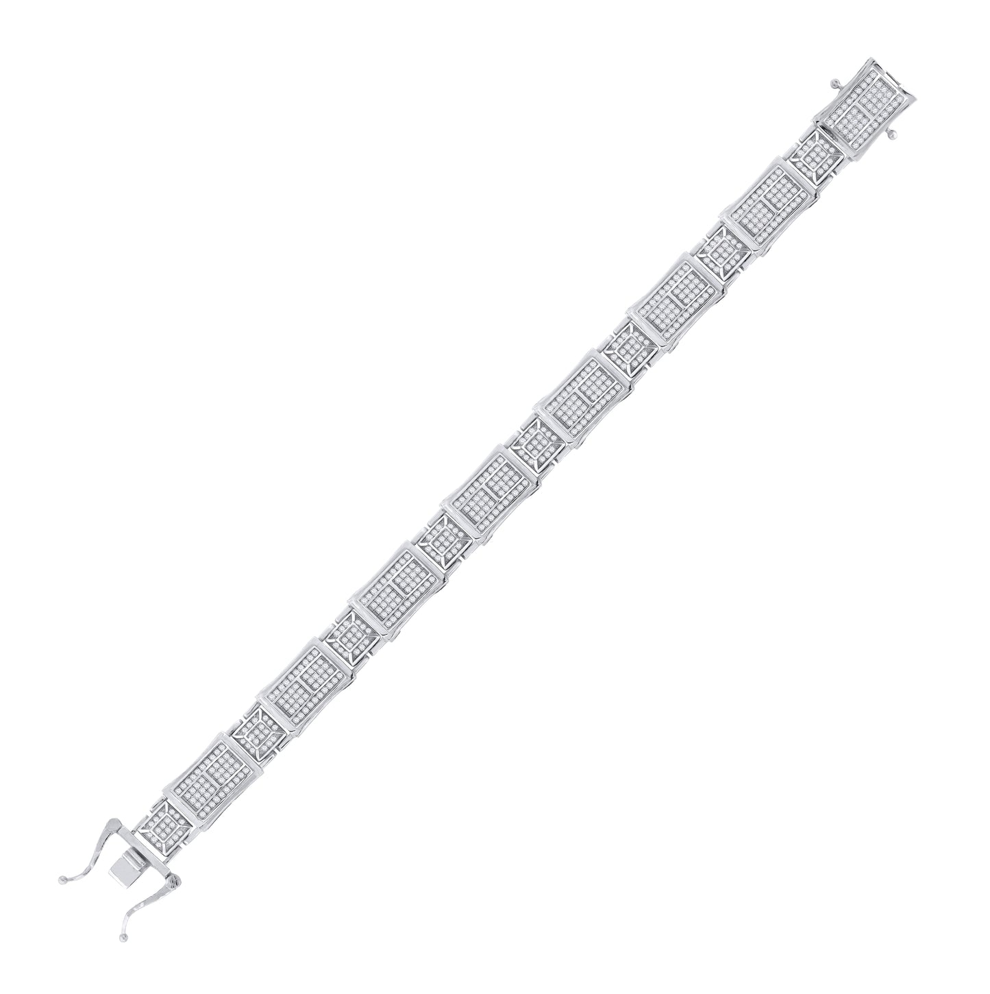 Sterling Silver Unisex Micropave Cubic Zirconia Link Bracelet
