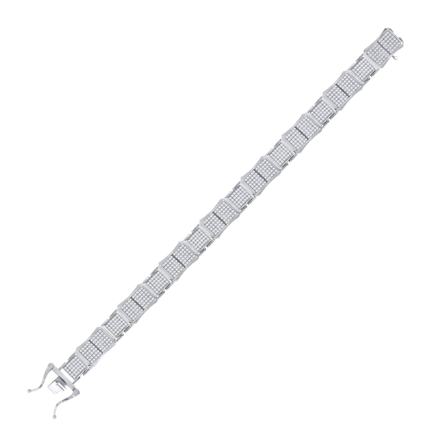 Sterling Silver Unisex Micropave Cubic Zirconia I-Link Bracelet