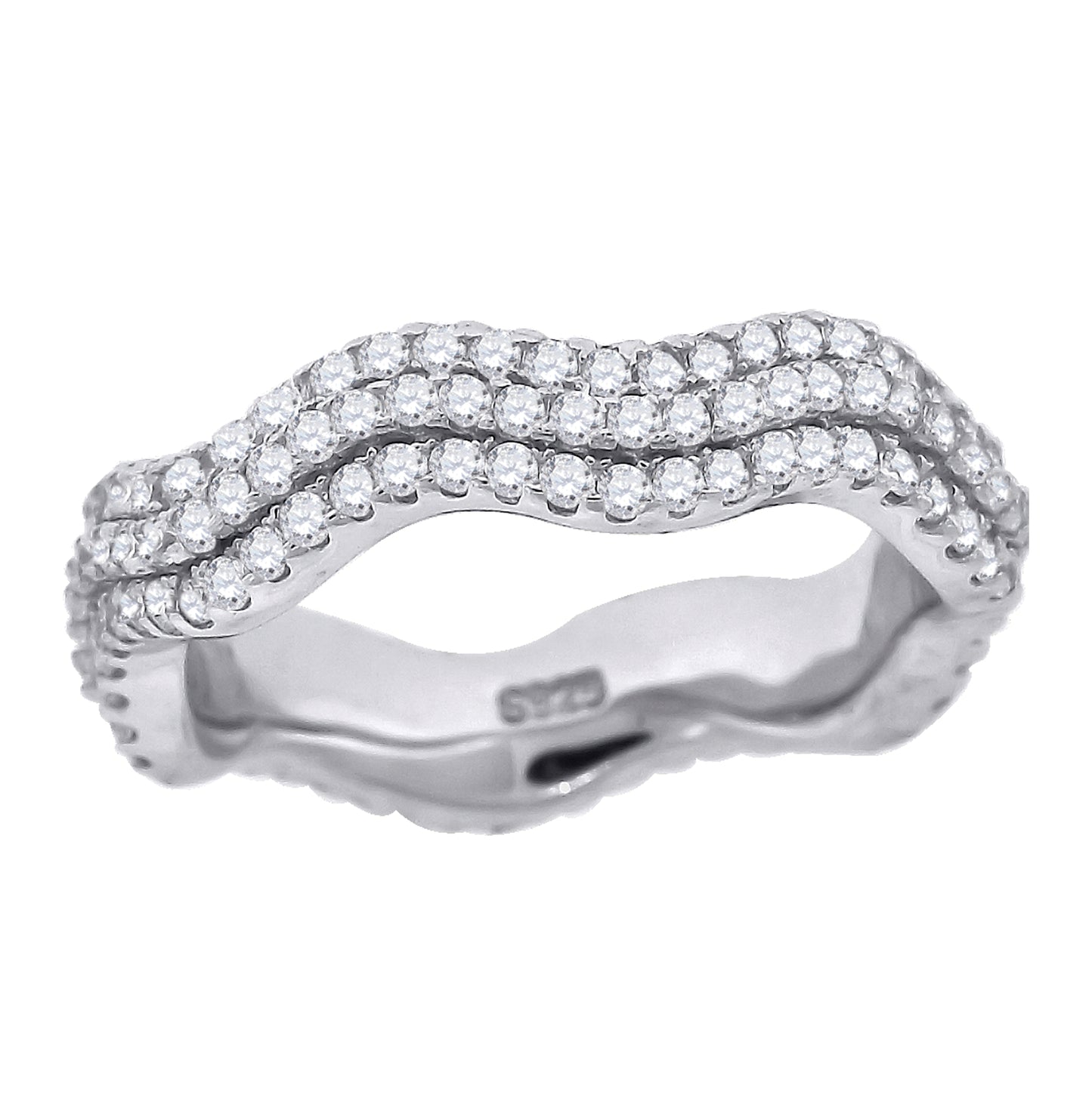 Sterling Silver Womens Cubic Zirconia Fashion Twisted Bridal Anniversary Engagement Wedding Band Ring