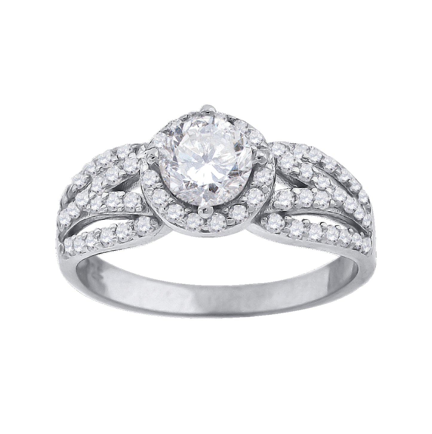 Sterling Silver Women's Cubic Zirconia Halo Bridal Anniversary Engagement Wedding Ring