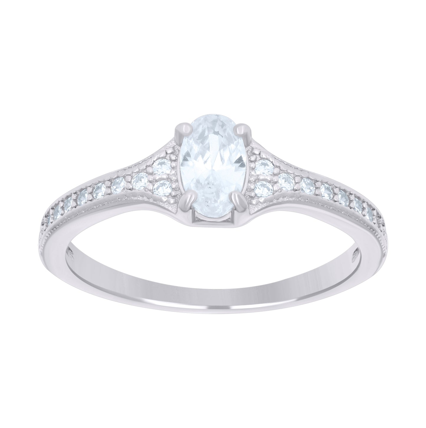 Sterling Silver Womens Oval Cubic Zirconia Bridal Anniversary Engagement Wedding Ring