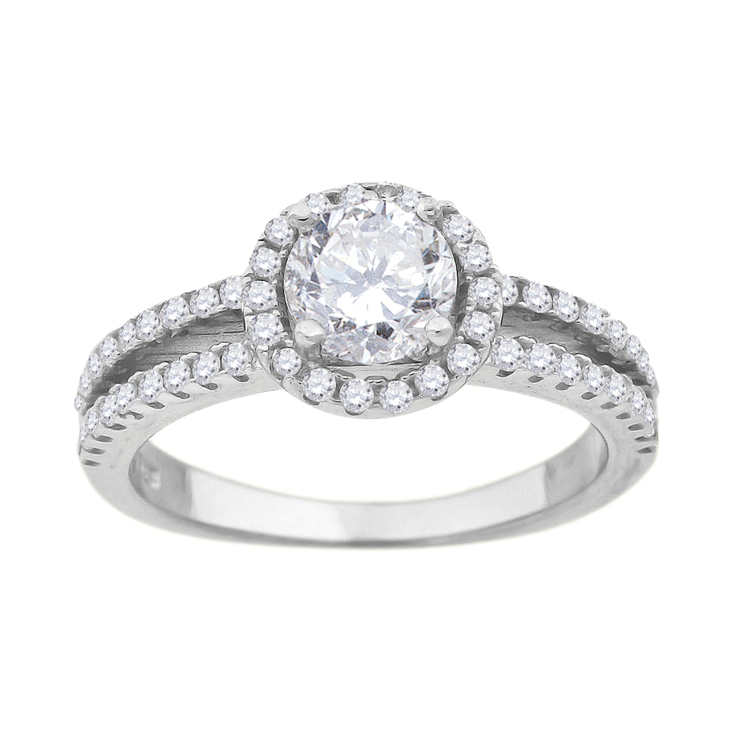 Sterling Silver Women's Cubic Zirconia Halo Bridal Anniversary Engagement Wedding Ring