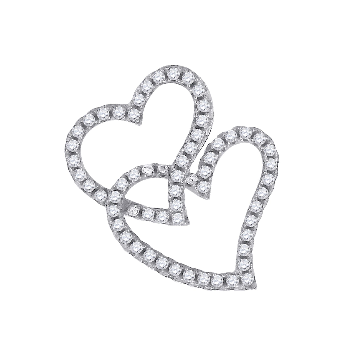 Sterling Silver Womens Cubic-Zirconia Heart Charm Pendant