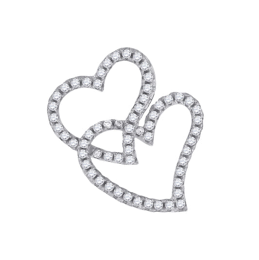 Sterling Silver Womens Cubic-Zirconia Heart Charm Pendant