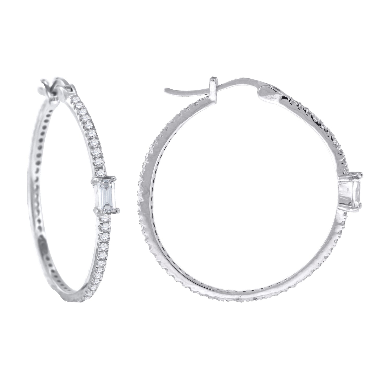 Sterling Silver Womens Cubic Zirconia Twisted Huggie Hoop Earrings