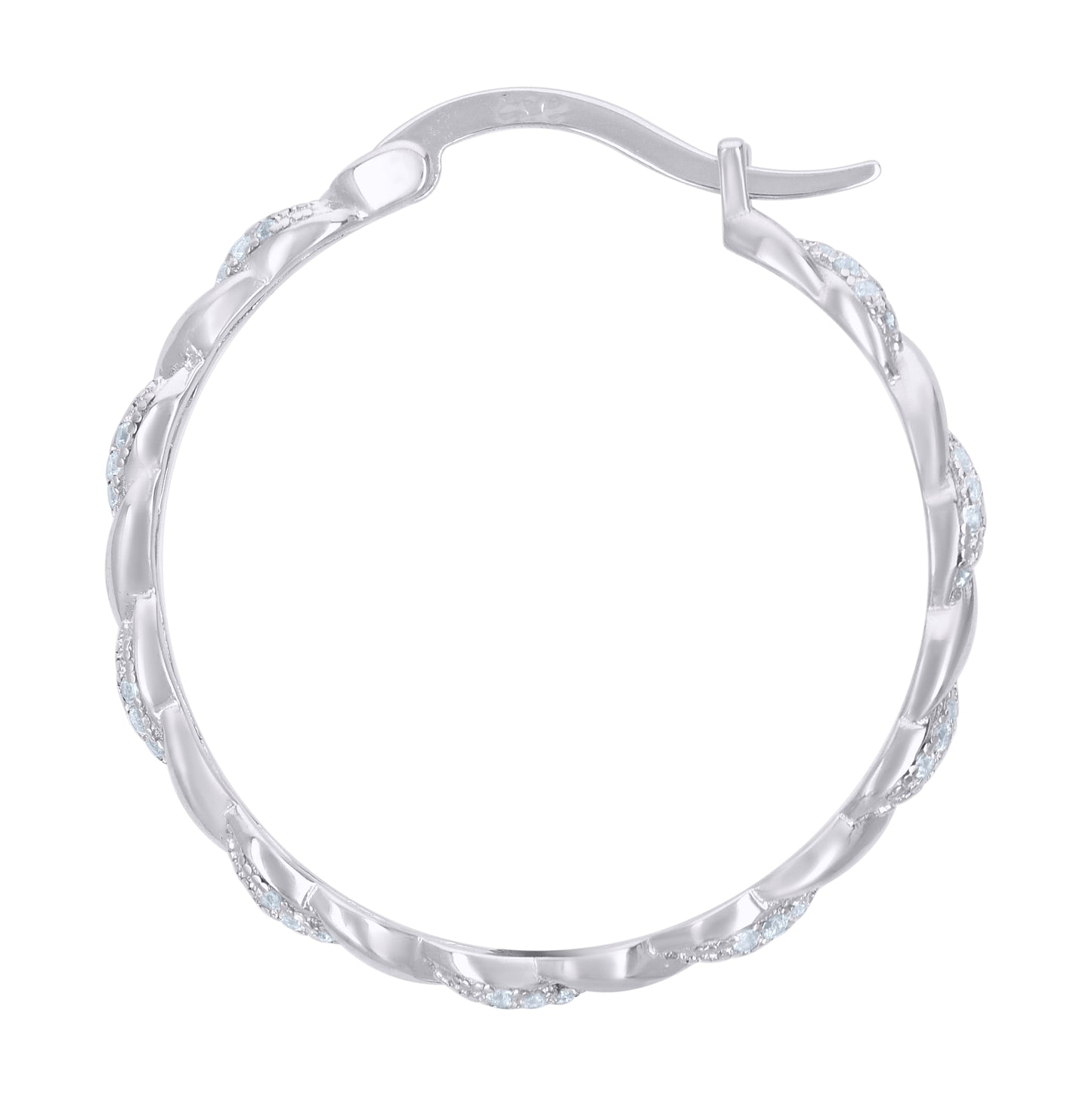 Sterling Silver Womens Cubic Zirconia Twisted Huggie Hoop Earrings