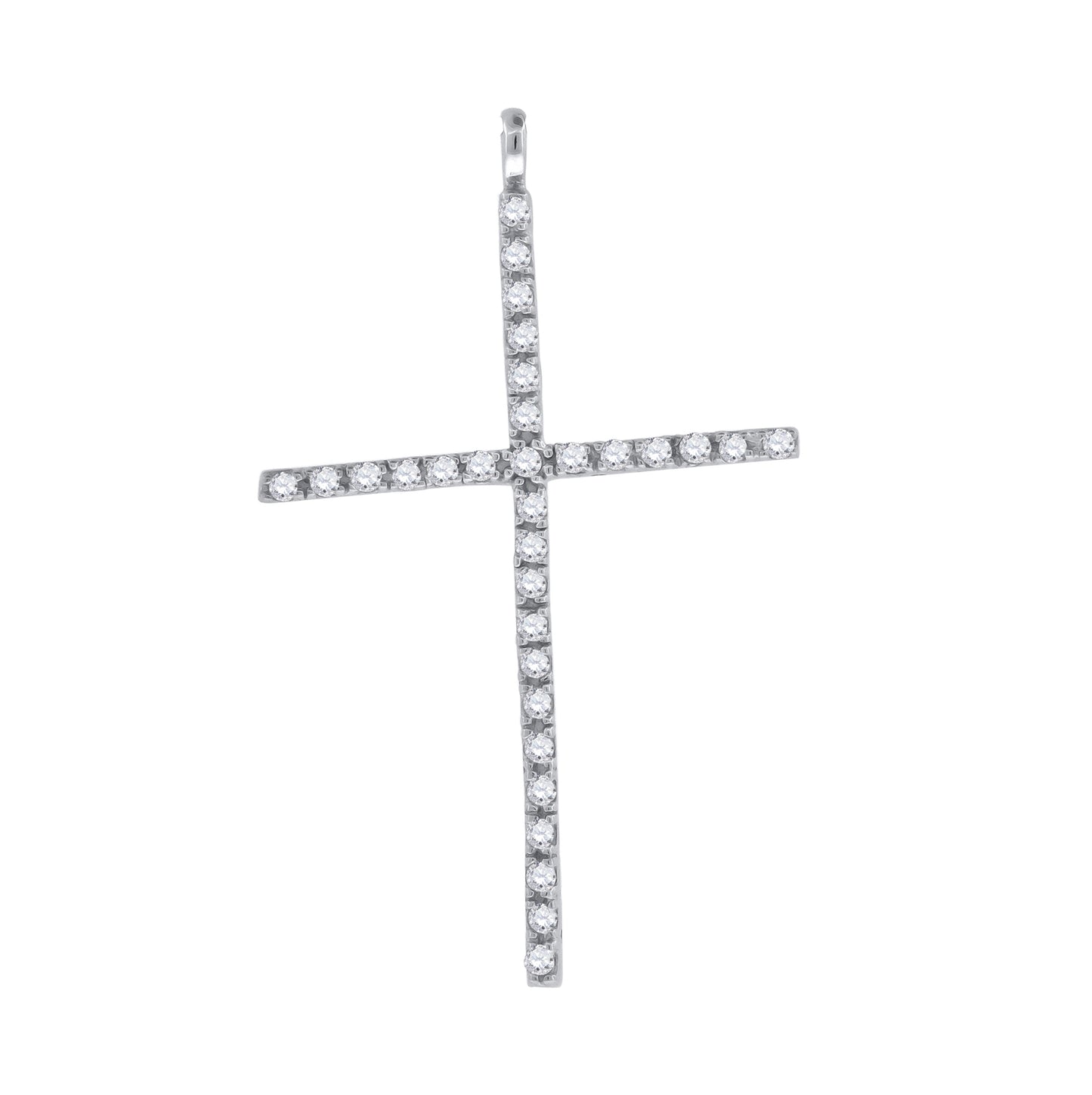 Sterling Silver Unisex Cubic-Zirconia Cross Religious Charm Pendant
