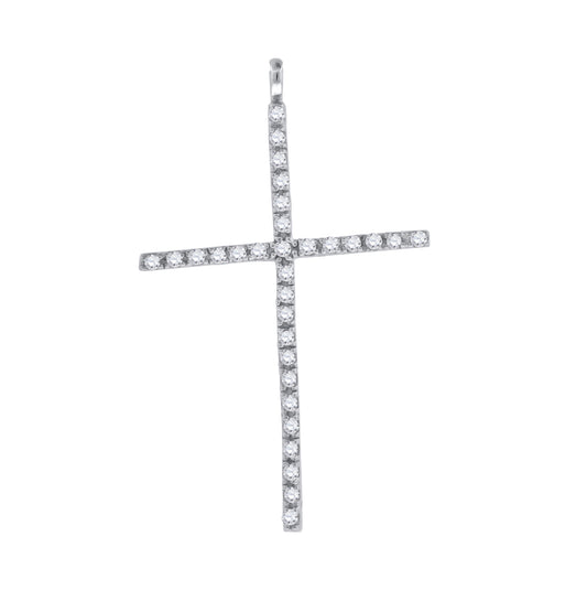 Sterling Silver Unisex Cubic-Zirconia Cross Religious Charm Pendant