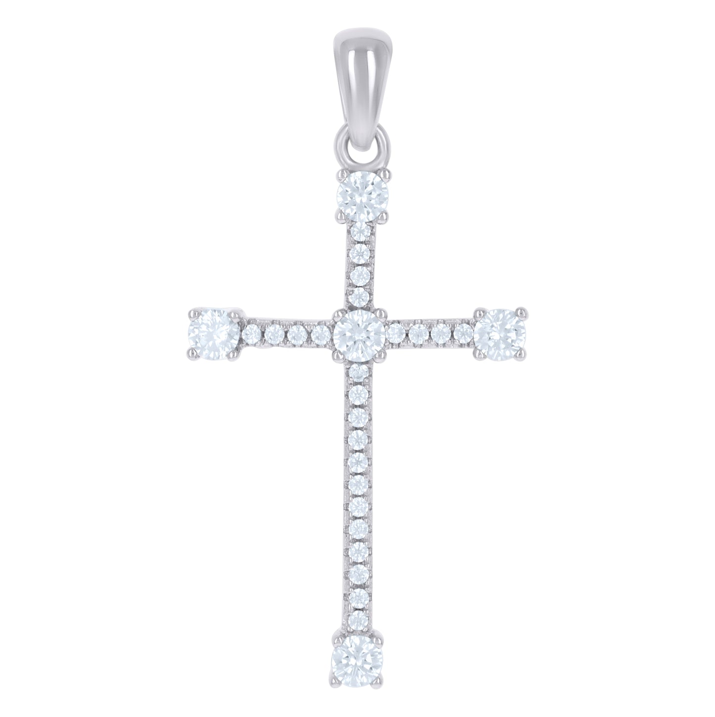 Sterling Silver Unisex Cubic-Zirconia Cross Religious Charm Pendant