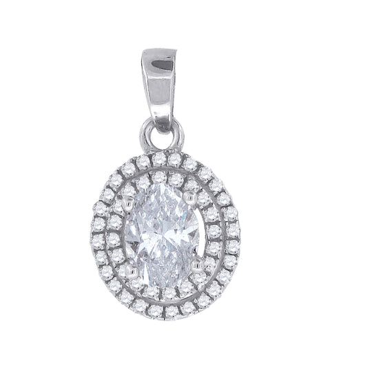Sterling Silver Womens Cubic-Zirconia Charm Pendant