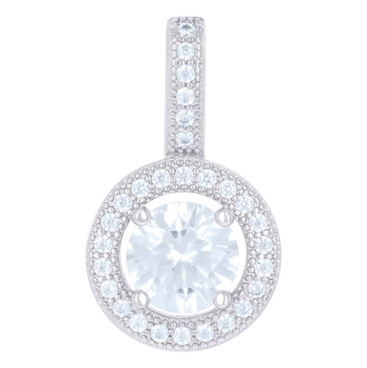 Sterling Silver Womens Cubic-Zirconia Charm Pendant