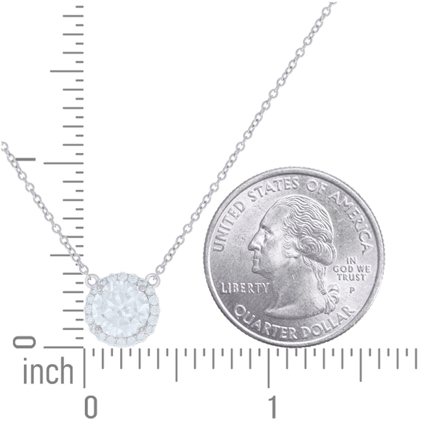 Sterling Silver Women Cubic Zirconia Rolo Link Fashion Halo Necklace