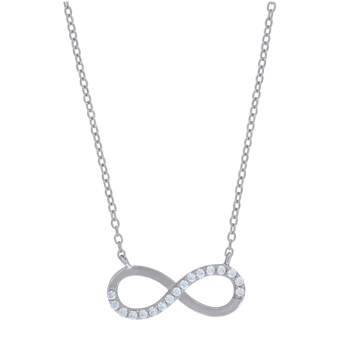 Sterling Silver Womens Round Cubic Zirconia Infinity Pendant Fashion Necklace