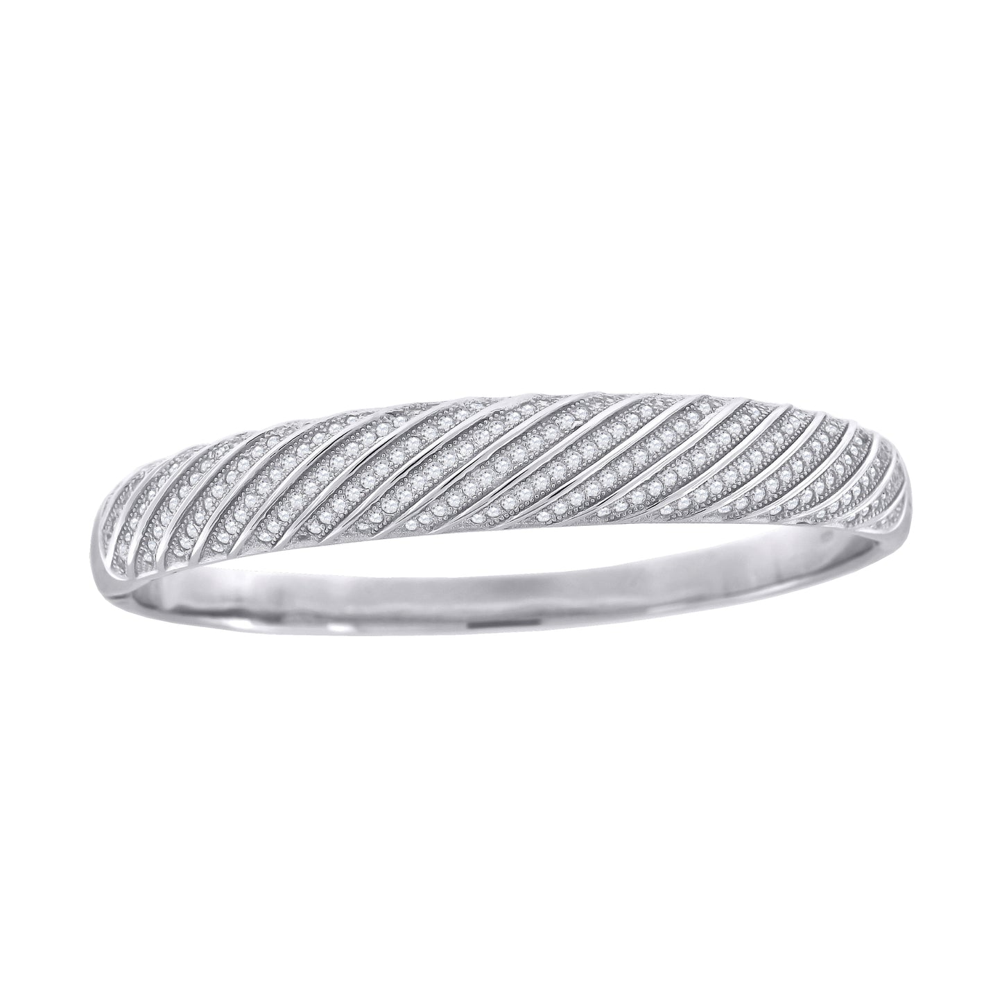 Sterling Silver Womens Cubic Zirconia Fashion Migraine Bangle