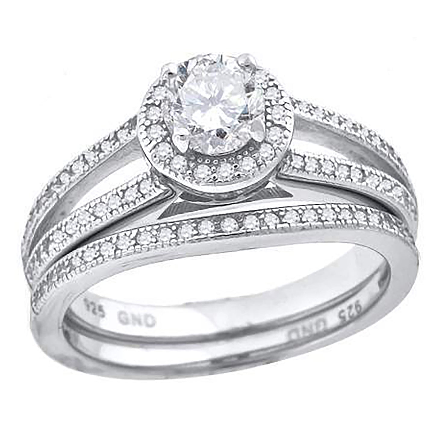 Sterling Silver Womens Cubic Zirconia Sizes 6 To 9 Round Center Stone Bridal Set Anniversary Engagement Wedding Band Ring
