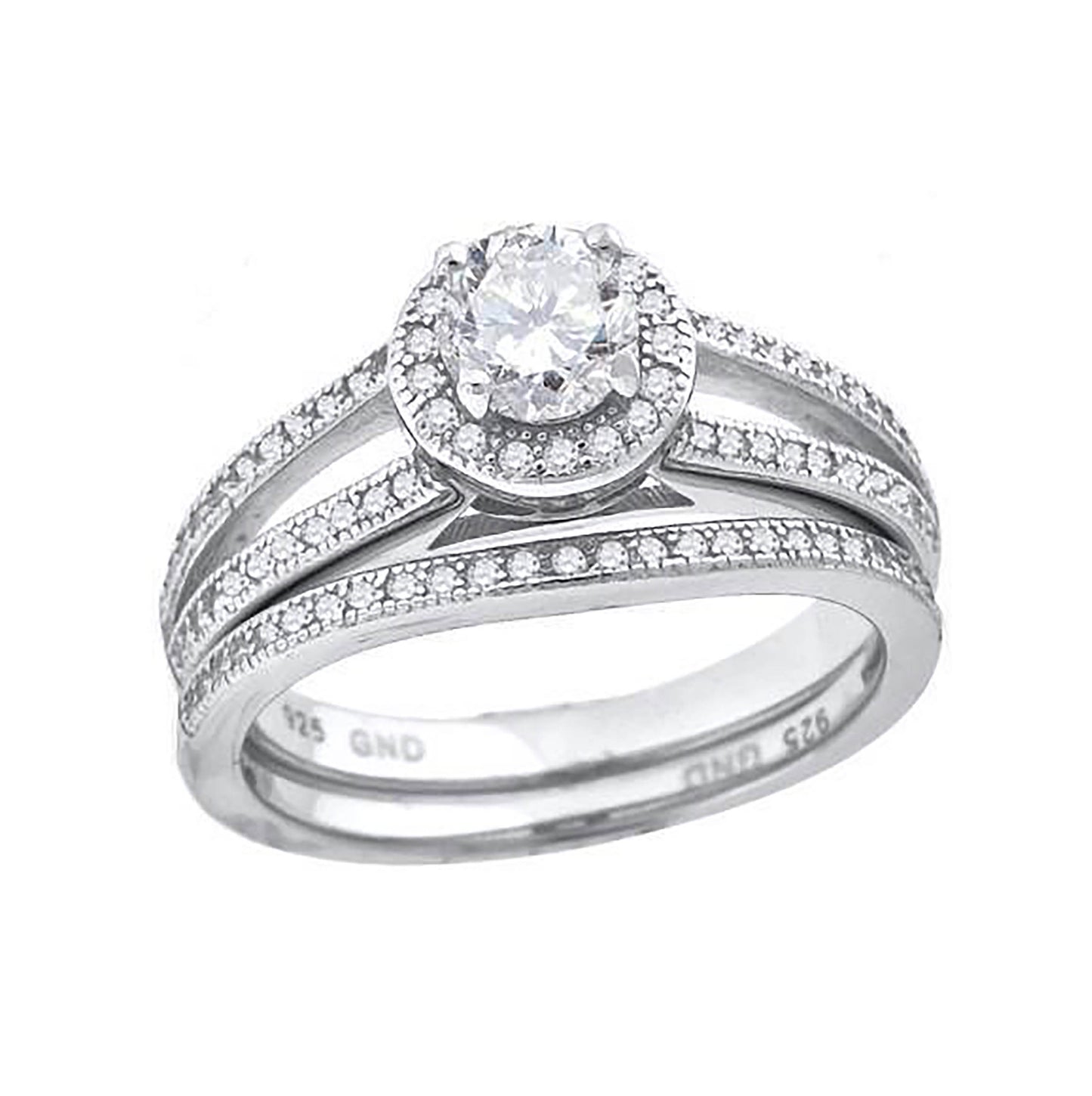 Sterling Silver Womens Cubic Zirconia Sizes 6 To 9 Round Center Stone Bridal Set Anniversary Engagement Wedding Band Ring
