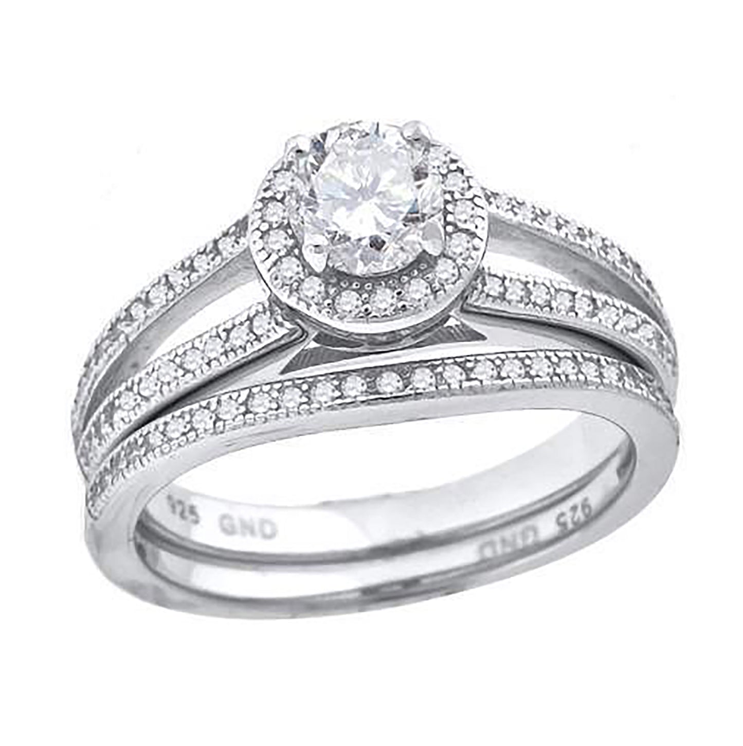 Sterling Silver Womens Cubic Zirconia Sizes 6 To 9 Round Center Stone Bridal Set Anniversary Engagement Wedding Band Ring