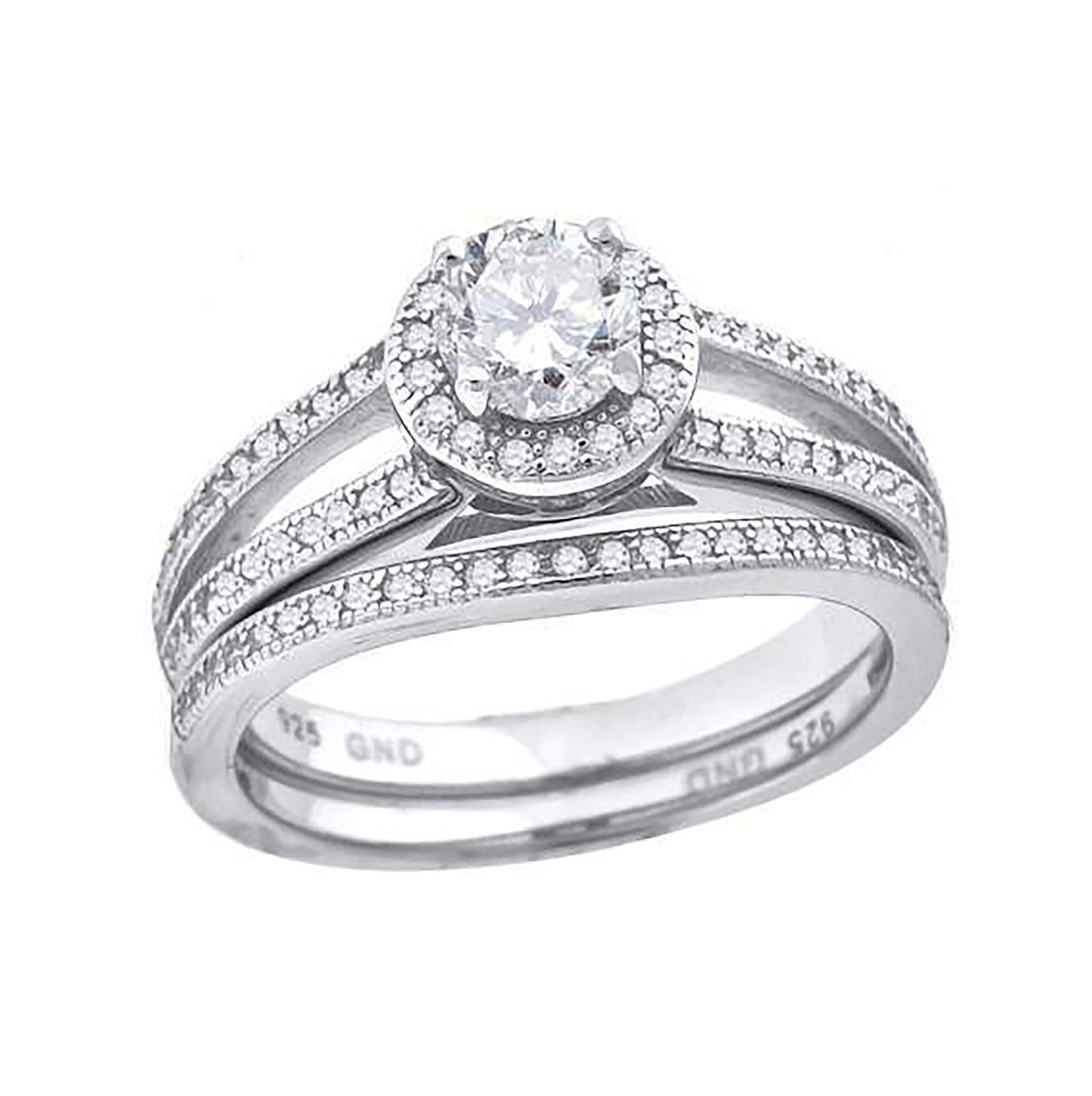 Sterling Silver Womens Cubic Zirconia Sizes 6 To 9 Round Center Stone Bridal Set Anniversary Engagement Wedding Band Ring