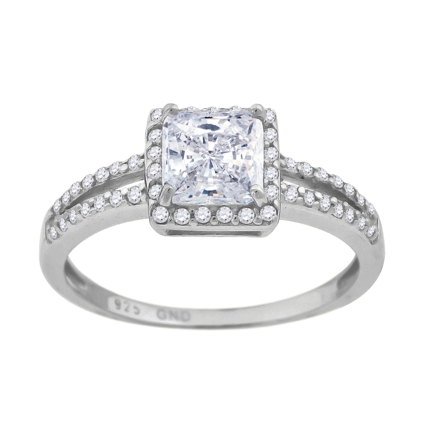 Sterling Silver Womens Cubic Zirconia Sizes 6 To 9 Princess-Cut White Stone Center Bridal Anniversary Wedding Engagement Band Ring Band