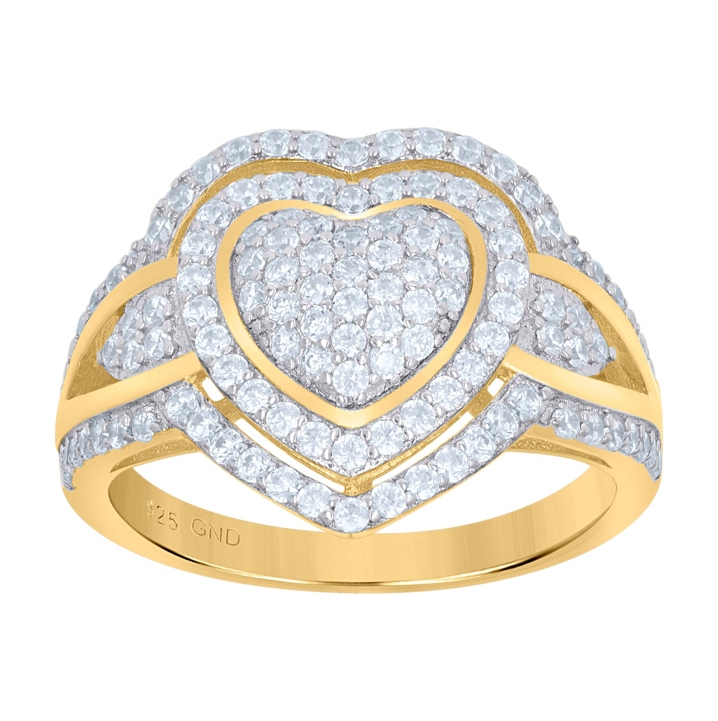 Sterling Silver Women's Cubic-Zirconia Heart Bridal Anniversary Wedding Engagement Band Ring