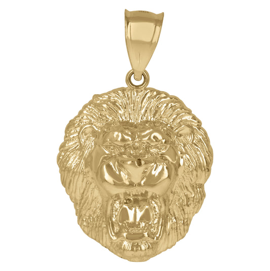 10K Two-Tone Gold Mens Zodiac Sign Leo Lion Head Charm Pendant